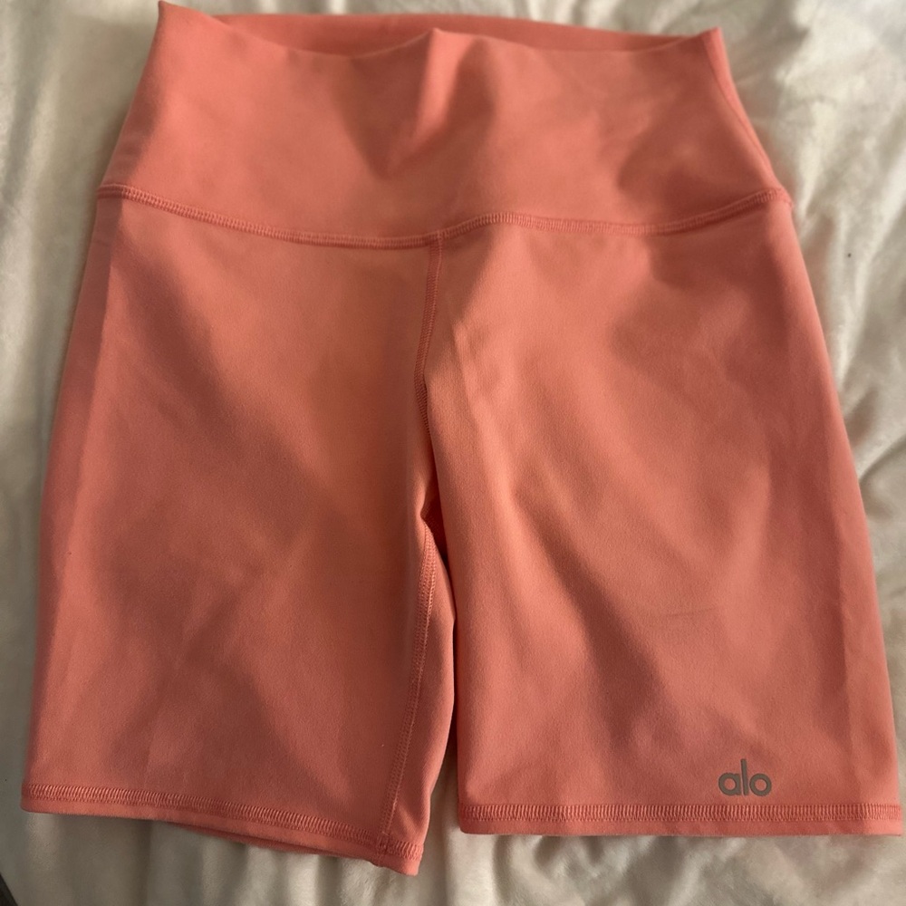 ALO Yoga Pink Bike Shorts High Waist Performance